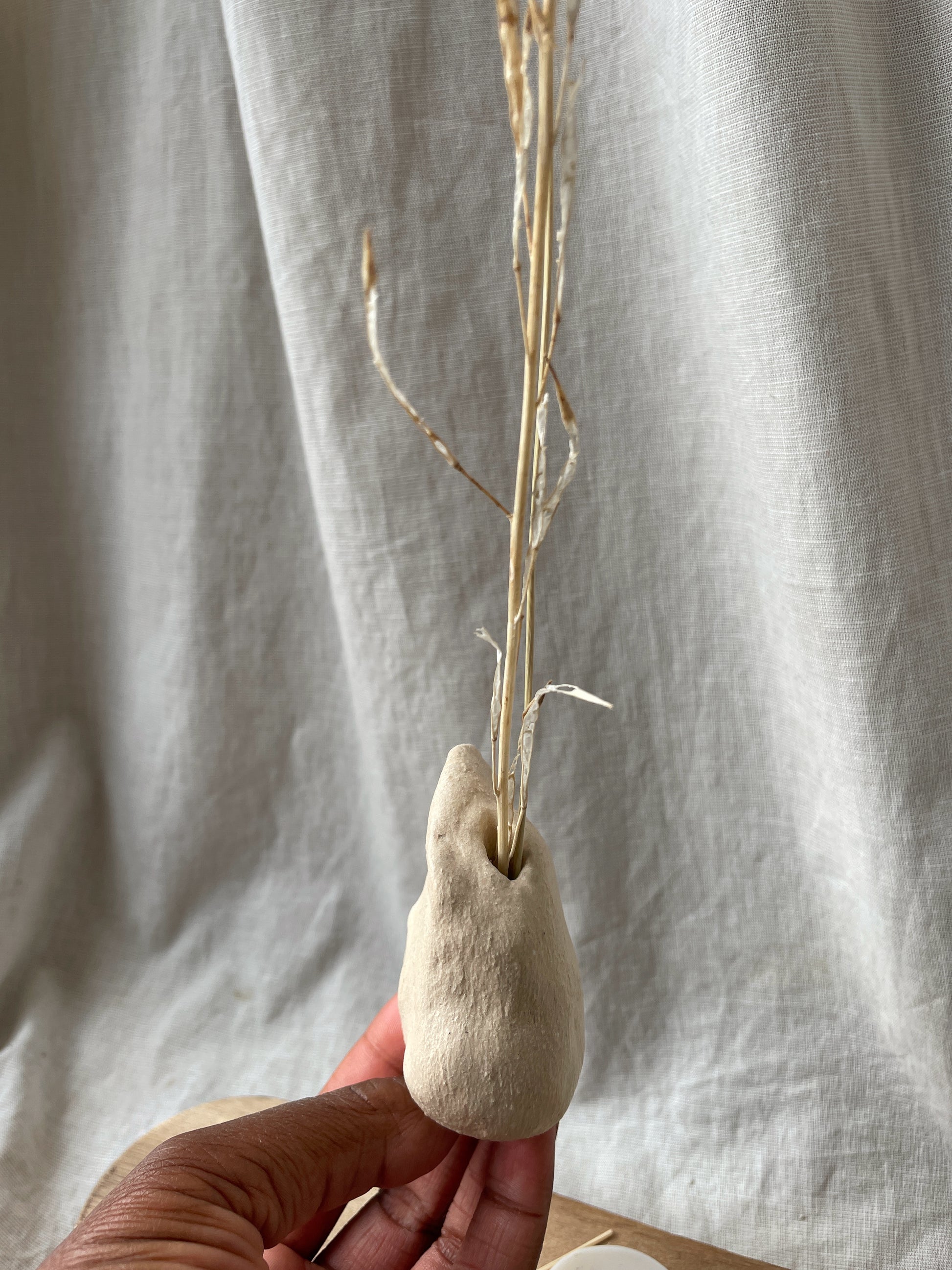 Handmade Clay Vase In Neutral Tones